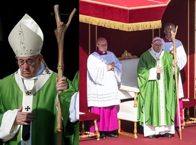 Pope Francis uses a Stang during Opening Mass of the Synod of Bishops on the Youth