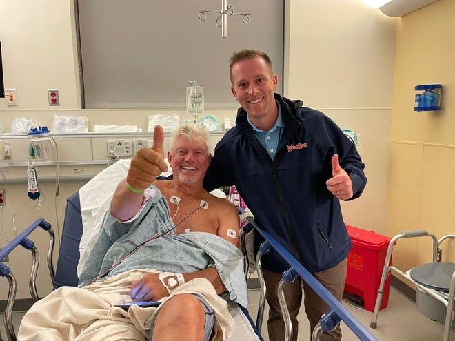 Bill "Spaceman" Lee was recovering at UMass Memorial Medical Center in Worcester after a health scare at Polar Park Thursday evening. The former Boston Red Sox pitcher threw out the first pitch. The Worcester Red Sox posted this photo on social media Thursday night. Lee is with Joe Bradlee, vice president, community and player relations for the team.
