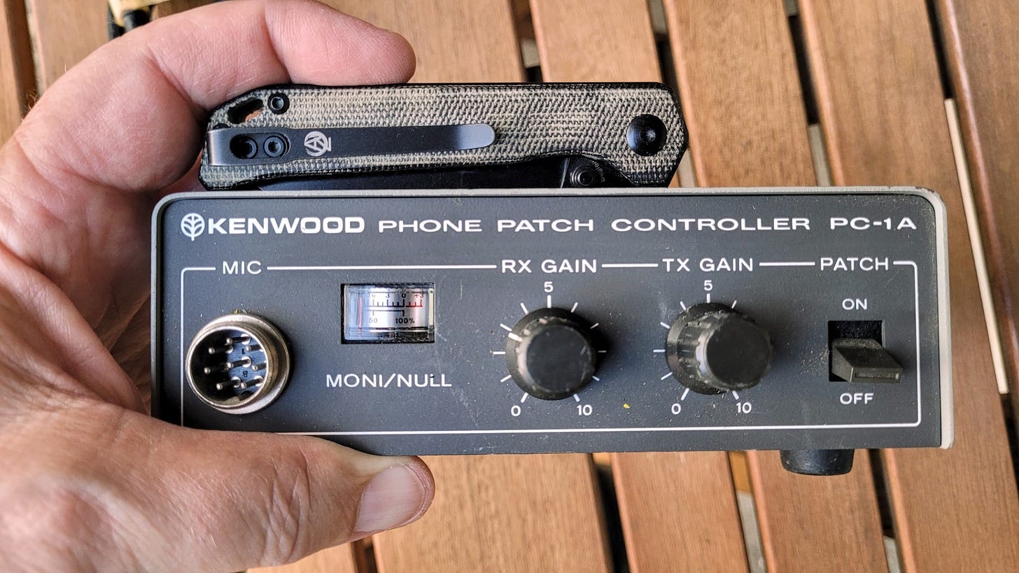 Kenwood phone patch (knife is 3-5/8 inches long)