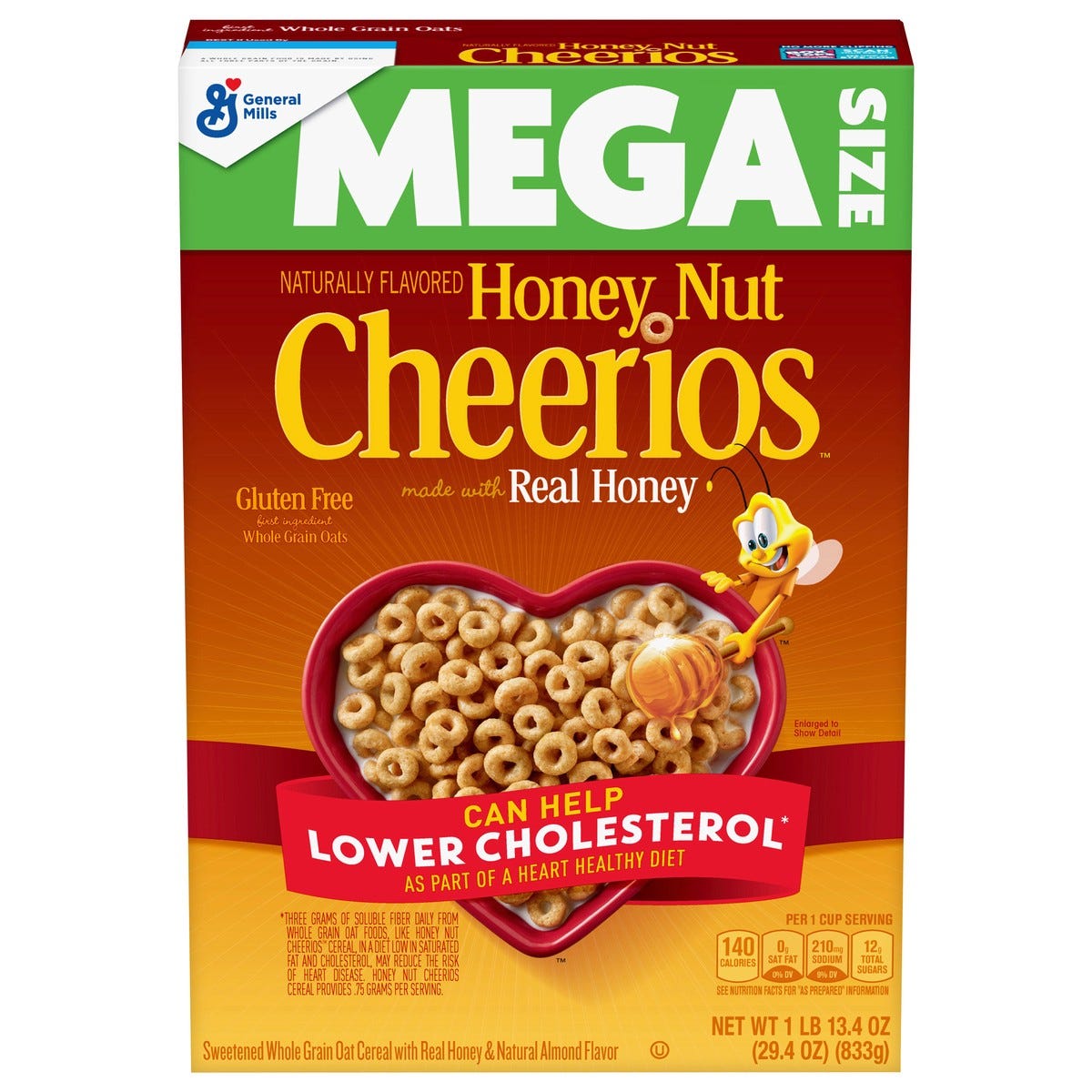 Cheerios Honey Nut Cheerios Heart Healthy Breakfast Cereal, Gluten Free  Cereal With Whole Grain Oats, Mega Size, 29.4 oz 29.4 oz | Shipt