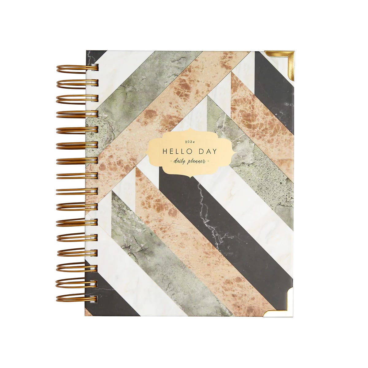A Hello Day planner, spiral bound notebook to plan 2024 with 