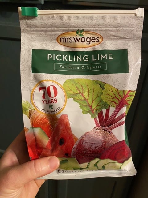 a bag of pickling lime