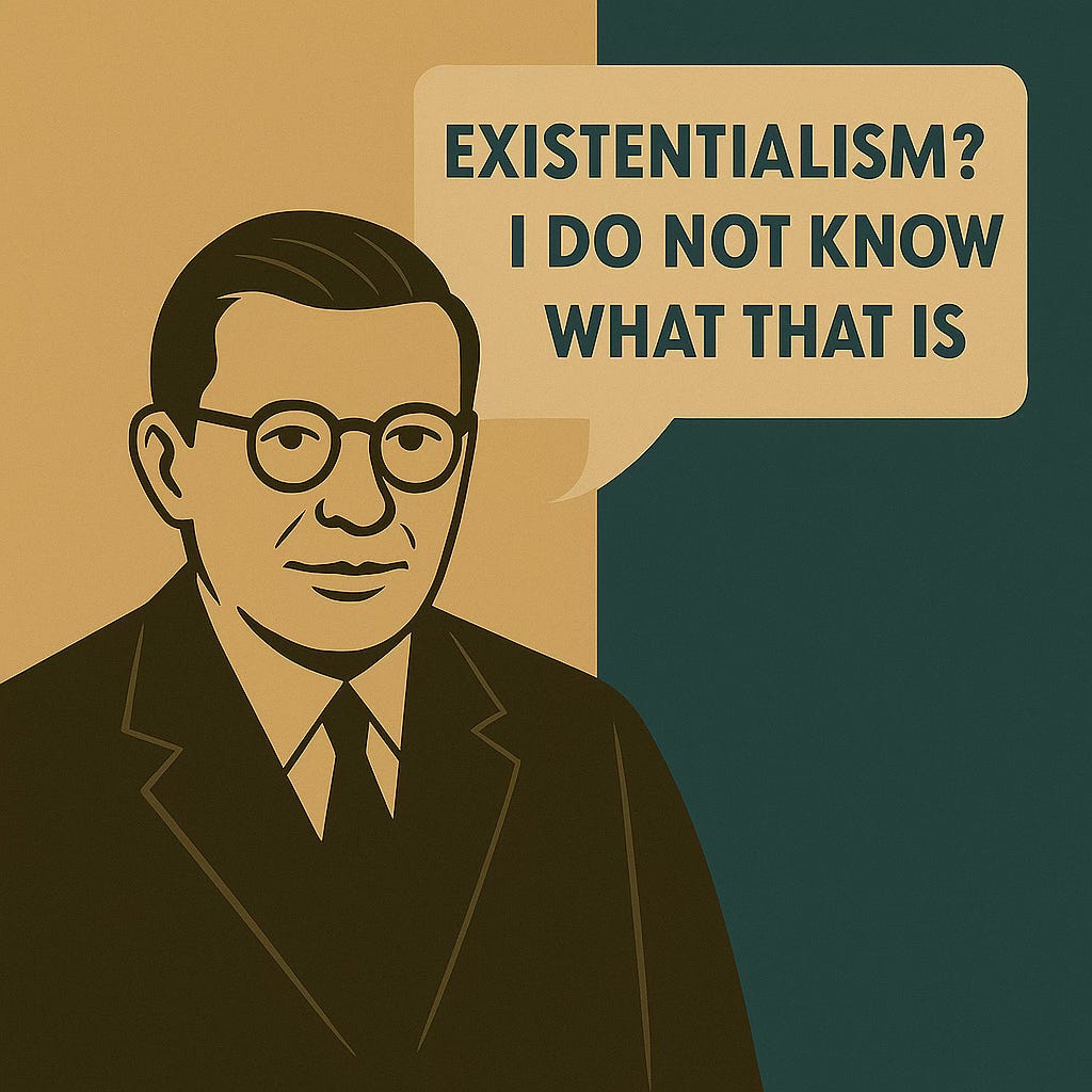 illustration of sartre saying existentialism? I do not know what that is