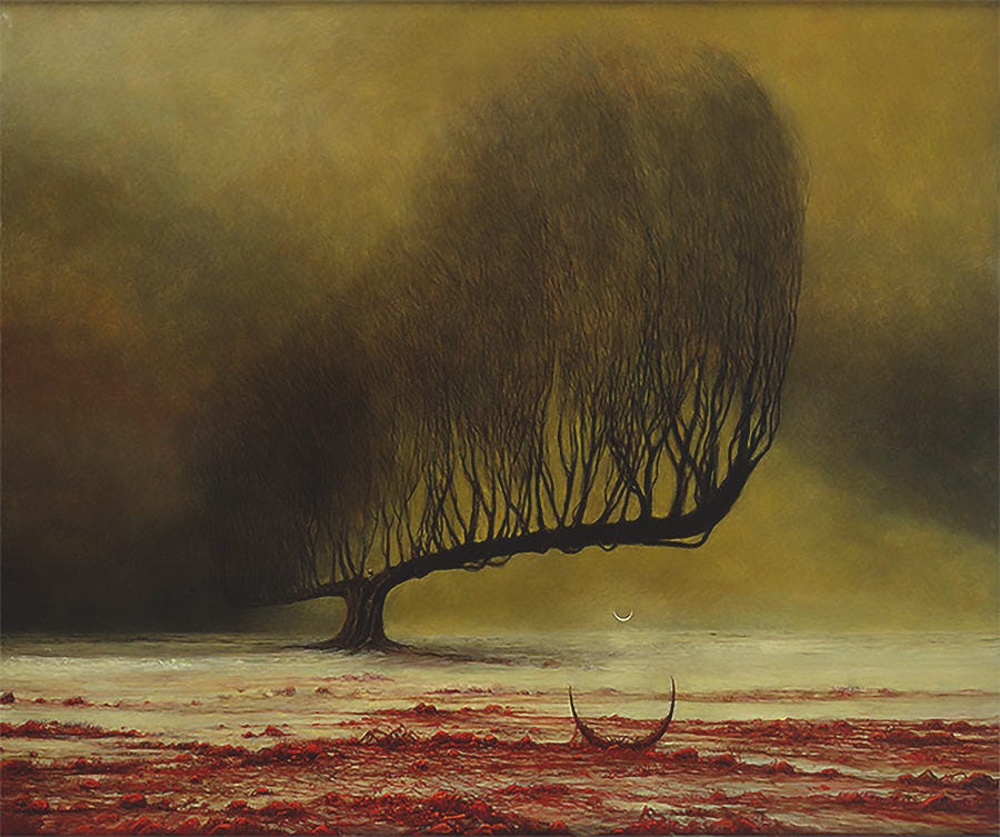 Untitled - Nightmare Tree Painting by Zdzislaw Beksinski - Fine Art America