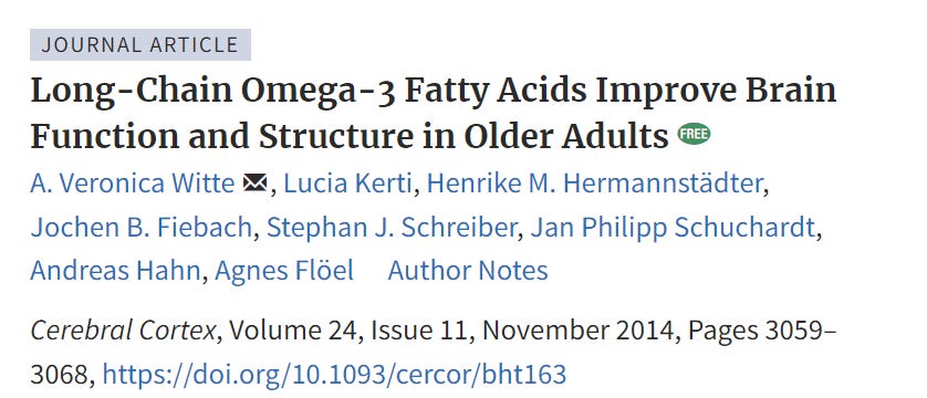 Long-Chain Omega-3 Fatty Acids Improve Brain Function and Structure in Older Adults