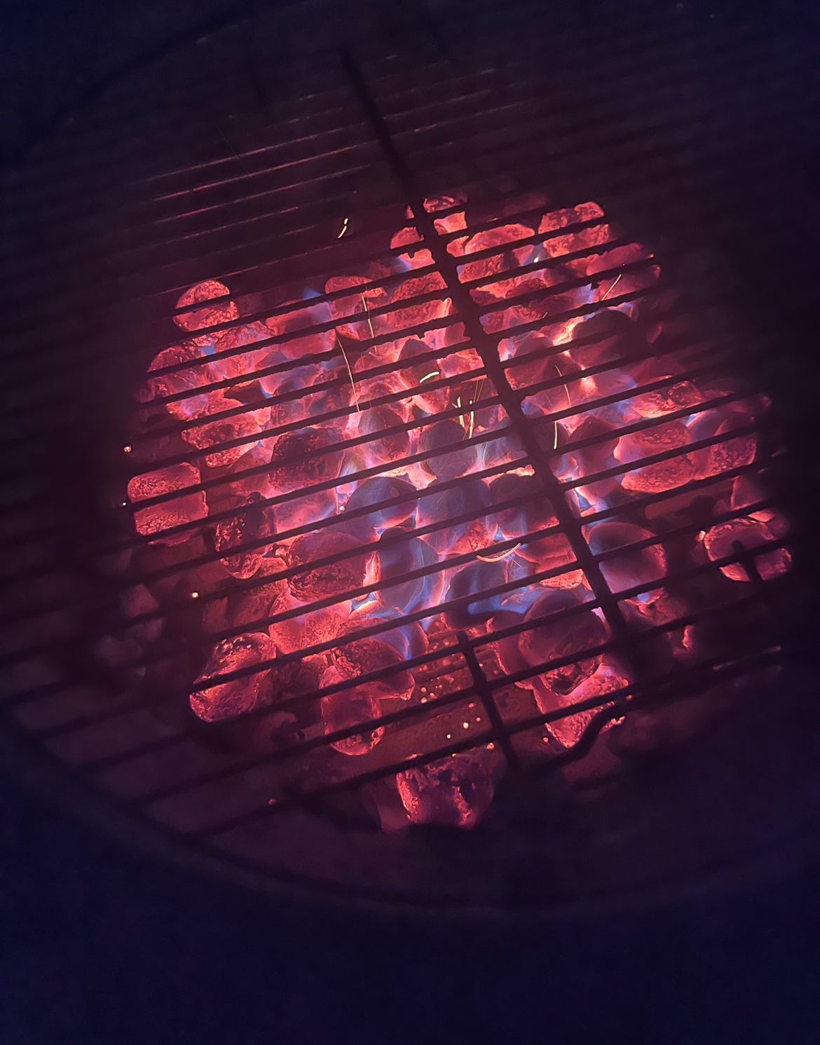 glowing coals in a barbecue