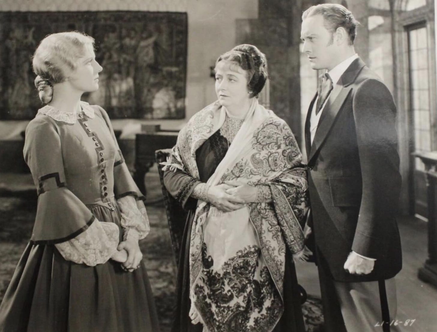 Ann Harding, Cecilia Loftus, and Conrad Nagel in a scene from East Lynne