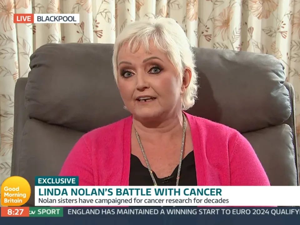 Linda Nolan shares a health update about her cancer, which has spread to her brain (Good Morning Britain)