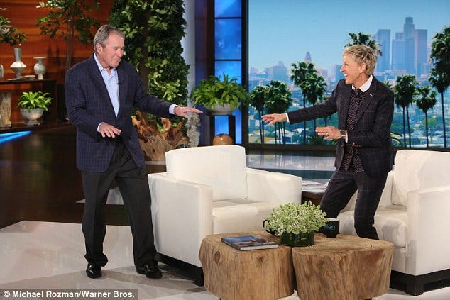 George W Bush appears on Ellen and warns Trump about Putin | Daily Mail  Online