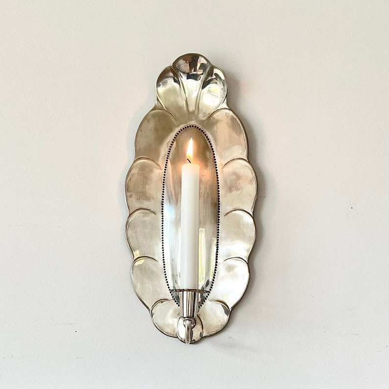 GAB - Antique Art Deco silverplated wall candle sconce designed by Jacob Ängman, Sweden 1920s