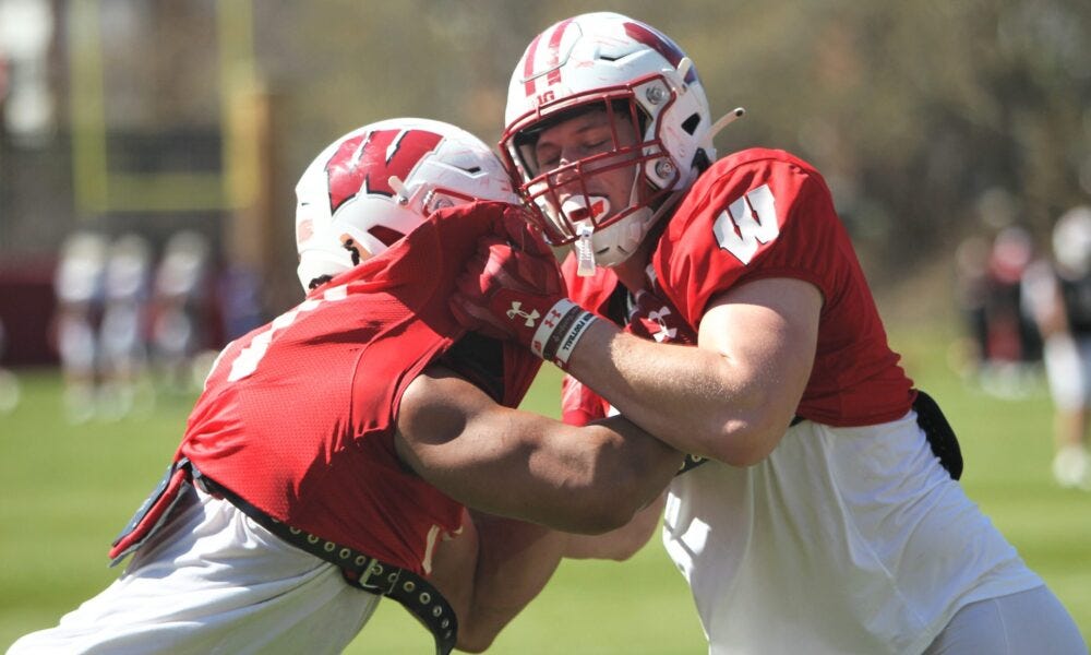 Wisconsin Badgers tight ends Riley Nowakowski and Grant Stec