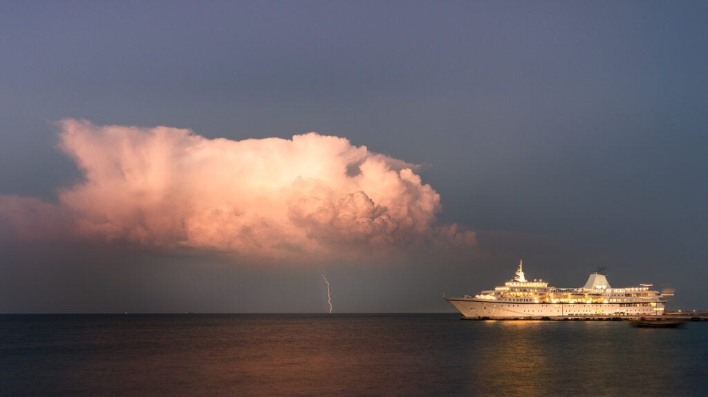 cruise ship in thunderstorm -image by fool.com
