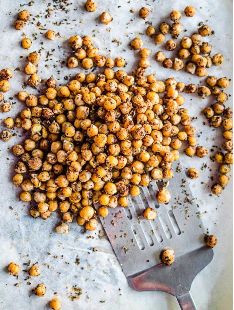 oil-free roasted pizza chickpeas