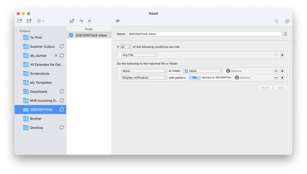 Hazel 2DEVONthink Rule