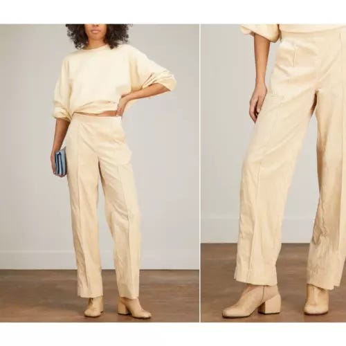 Rachel Comey Giro velvet straight-leg trousers Ivory Size 2 NWT - Picture 1 of 8