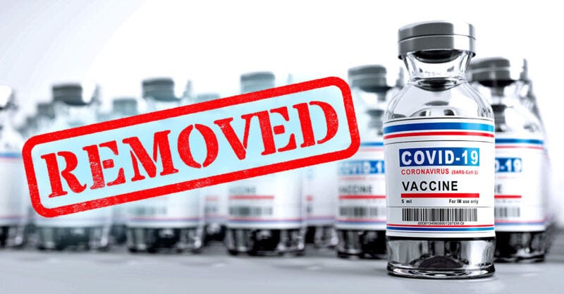 covid vaccines and word "removed"