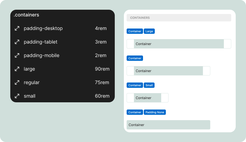 Containers in the Variables-Based Design System