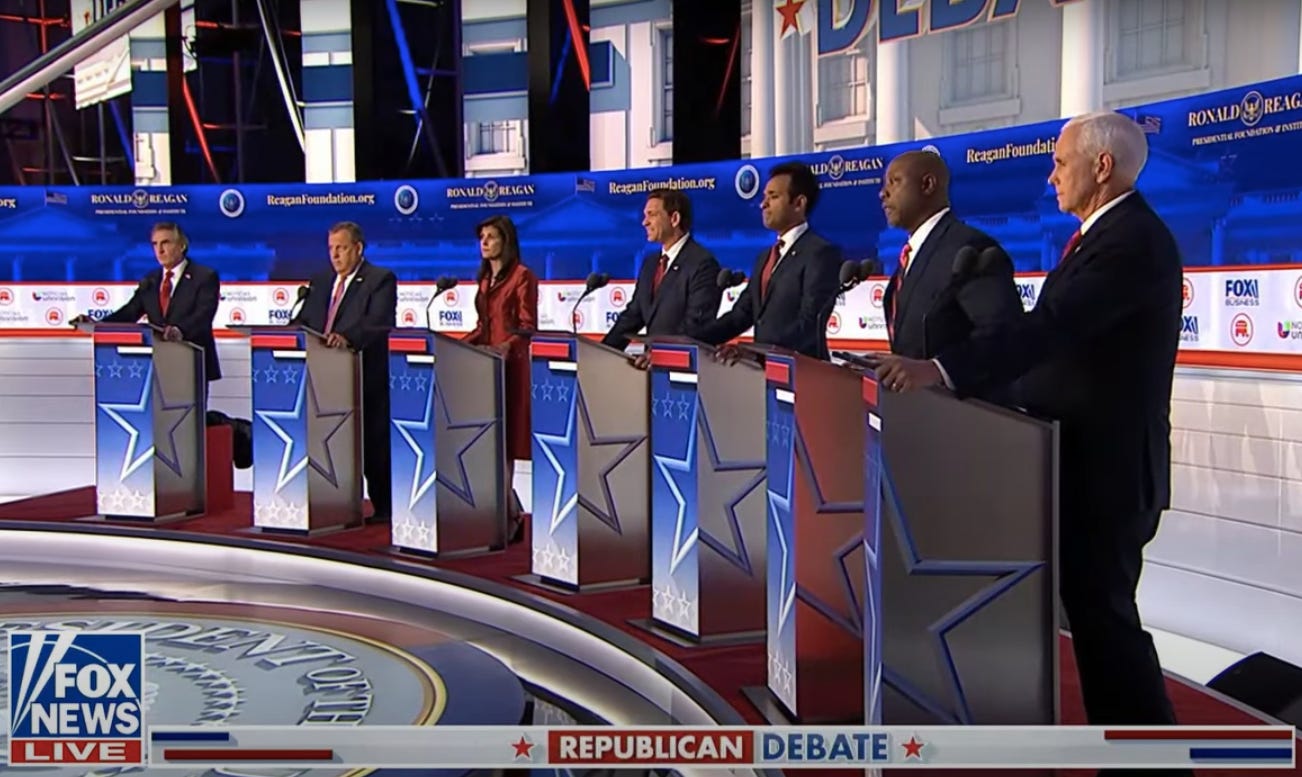 Republican candidates at the second primary debate in California (Fox News)