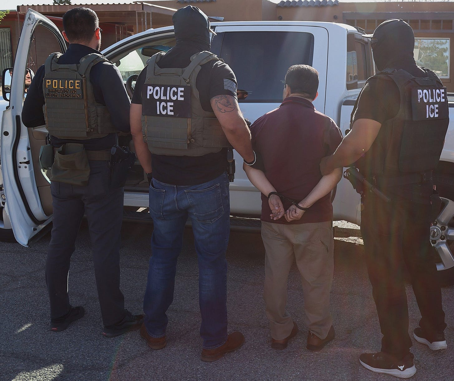 ICE says its agents are targeting “deportable criminal aliens who pose a threat to public safety.” ICE says its agents are targeting “deportable criminal aliens who pose a threat to public safety.”