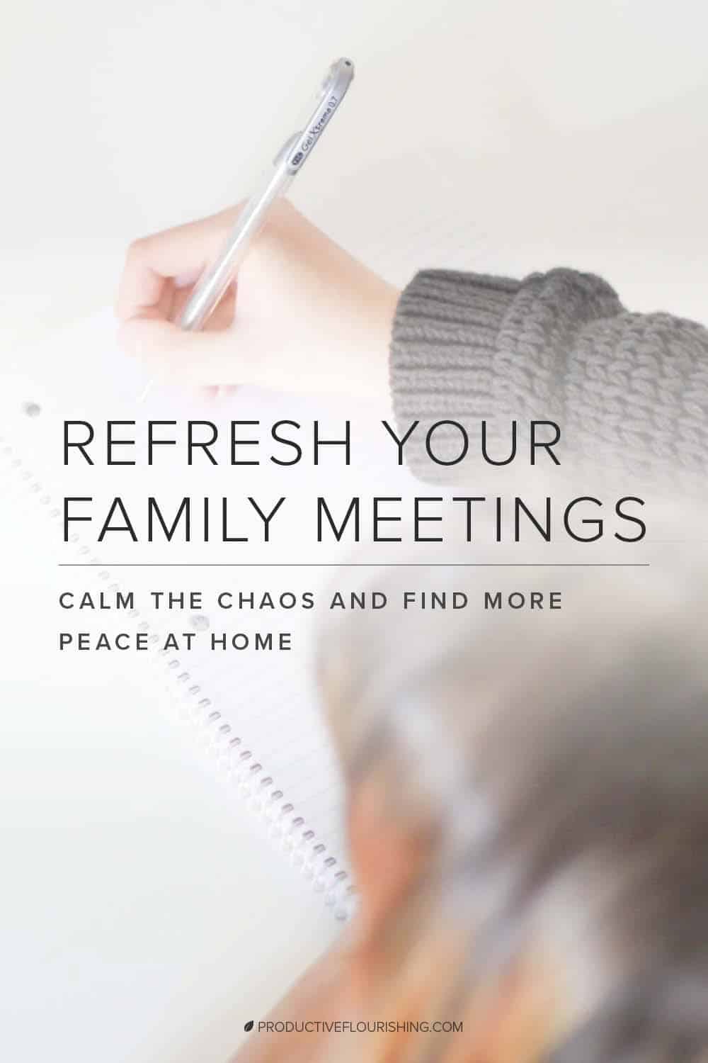Three ways you can calm the chaos and find more peace at home with a family scrum (meeting). #familyplanning #productivity #productiveflourishing