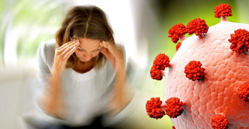 woman having a stroke and covid spike protein