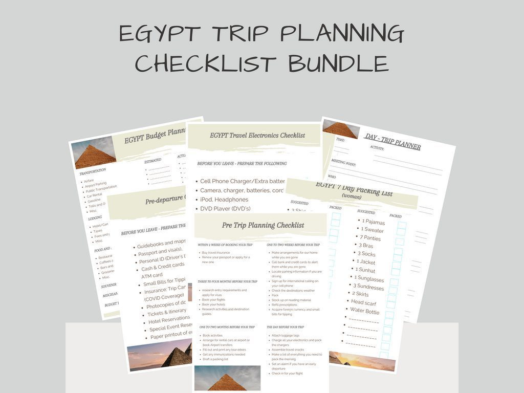 Egypt Trip Planning Checklist Bundle