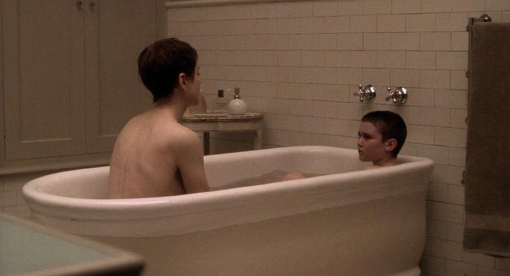 Nicole Kidman and Cameron Bright share a bathtub in "Birth" (2004)