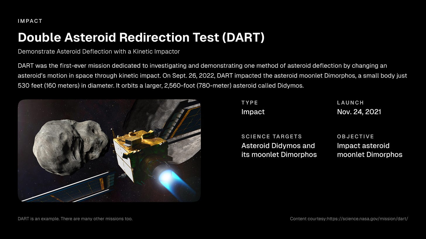 Impact spacecraft example - Double Asteroid Redirection Test (DART) (Demonstrate Asteroid Deflection with a Kinetic Impactor)