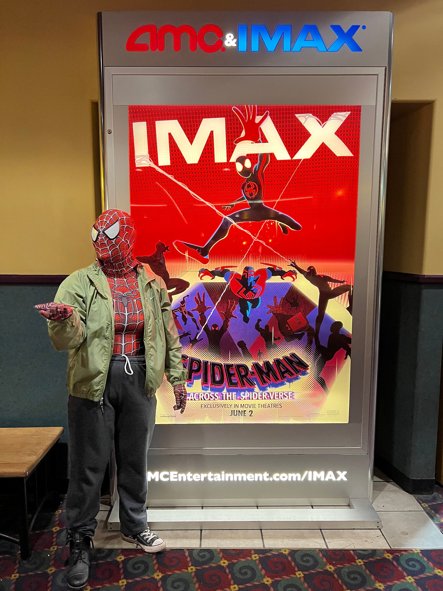 Peter B. Parker ready to support his fellow Spider-People at the premiere.