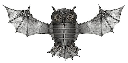 metal owl in Steampunk style