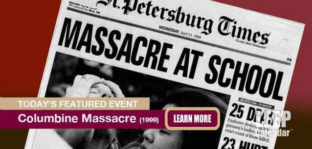 Front page of the Saint Petersburg Times the day after the Columbine Massacre. 