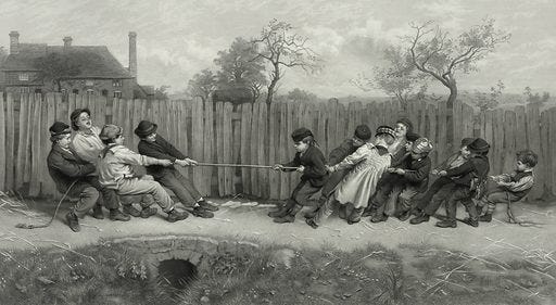 The tug of war. Date 1879 free public domain image | Look and Learn