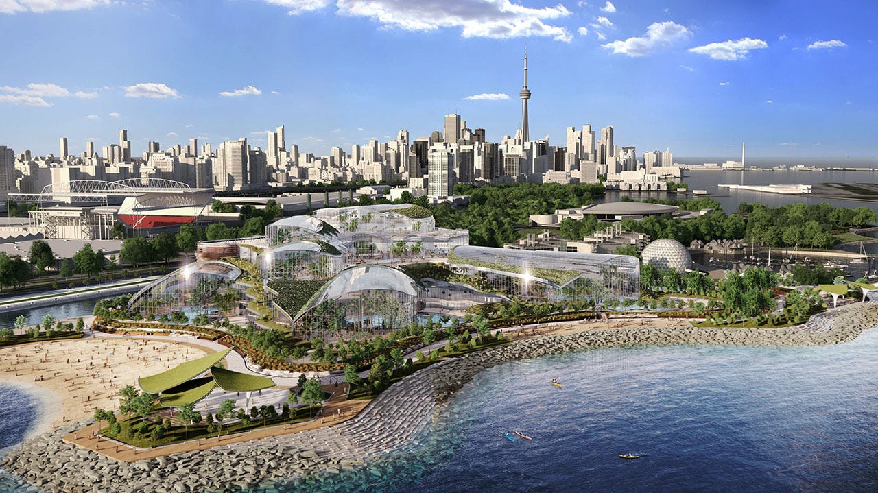 Proposal for 7-storey spa and wellness complex from Therme Group, designed by Diamond Schmitt Architects as new paid attraction for Ontario Place