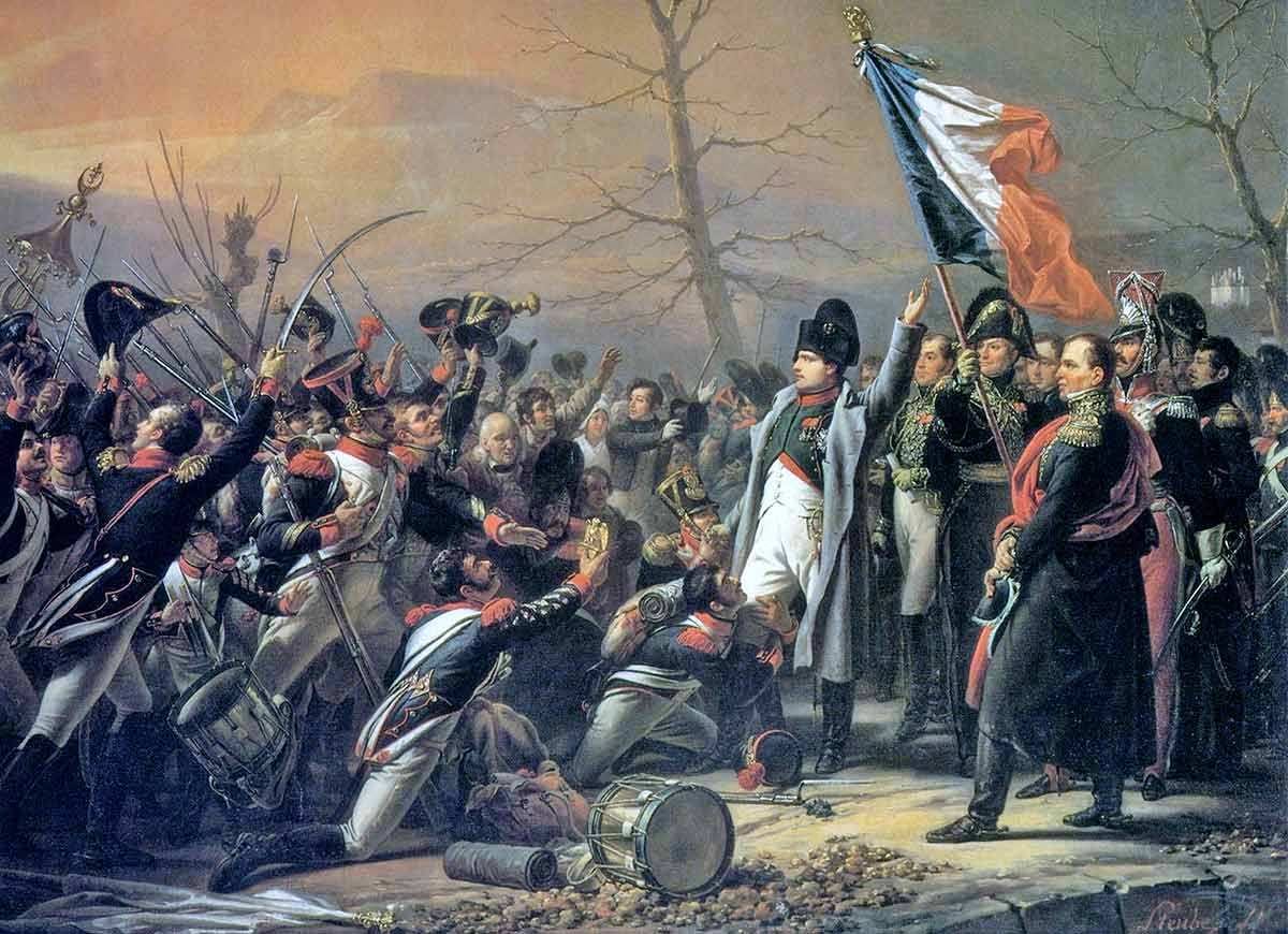 拿破仑向军队演讲并接受士兵们的欢呼