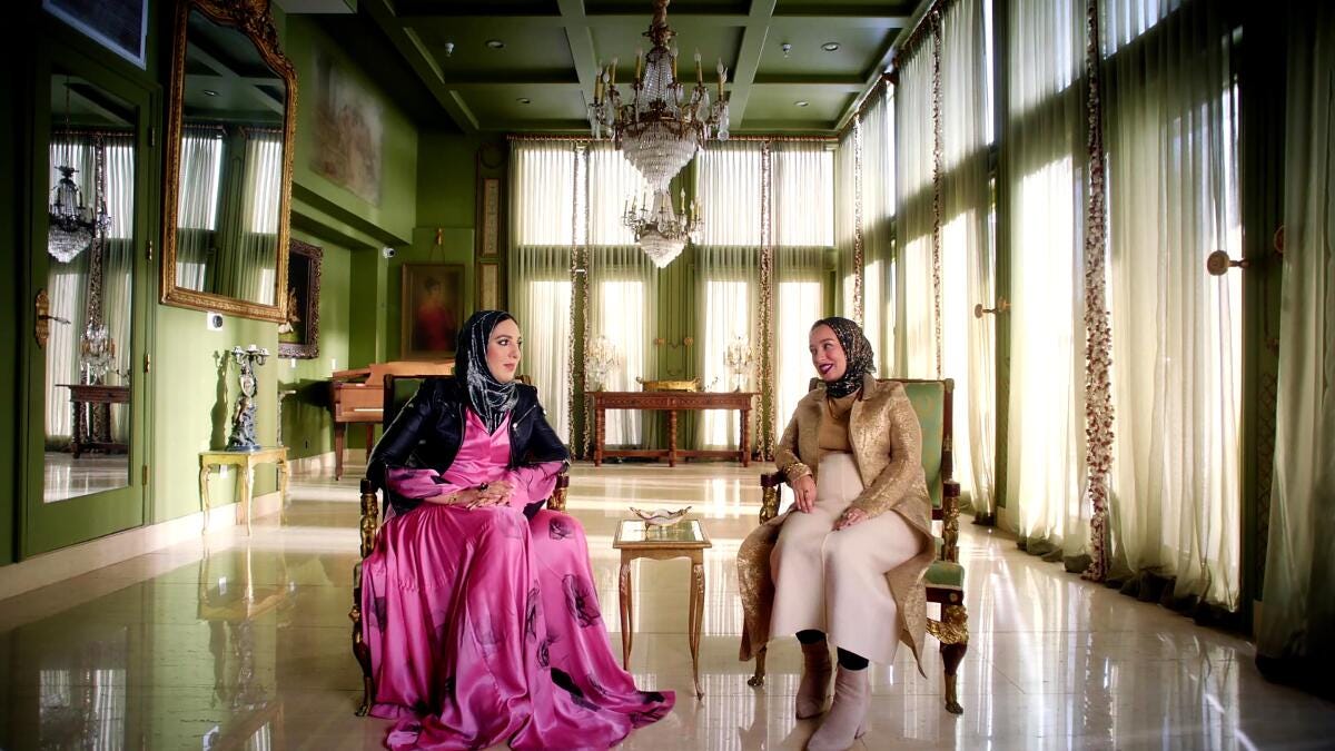 Yasmin Elhady and Hoda Abrahim sit in chairs in a spacious green living room in "Muslim Matchmaker." Yasmin Elhady and Hoda Abrahim sit in chairs in a spacious green living room in "Muslim Matchmaker."