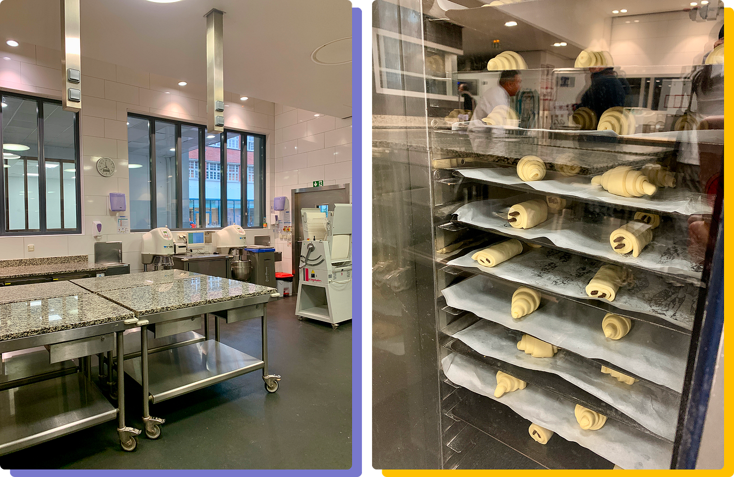 Photos of the boulangerie lab and proofer