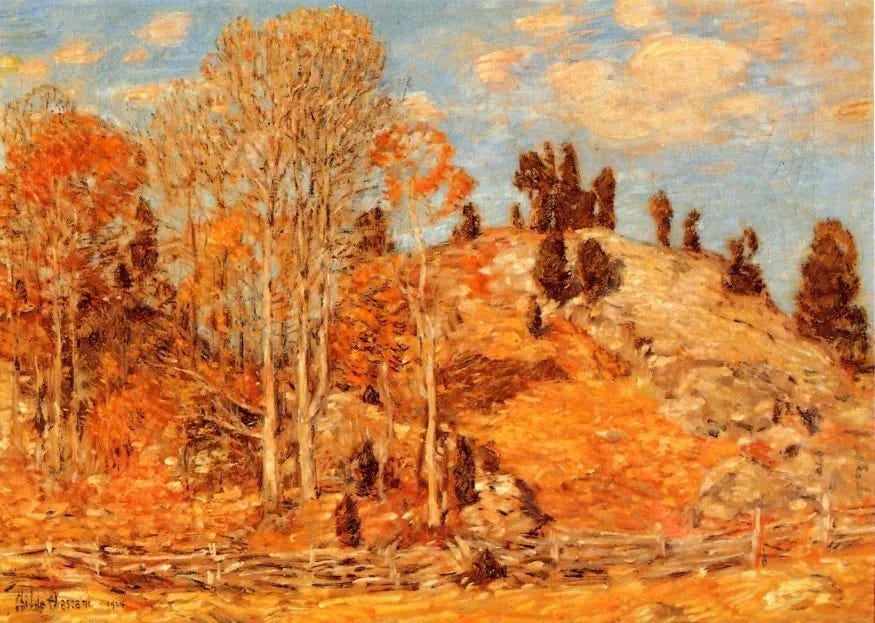 Oil painting Frederick-Childe-Hassam-The-Cedar-Lot-Old-Lyme autumn  landscape art | eBay