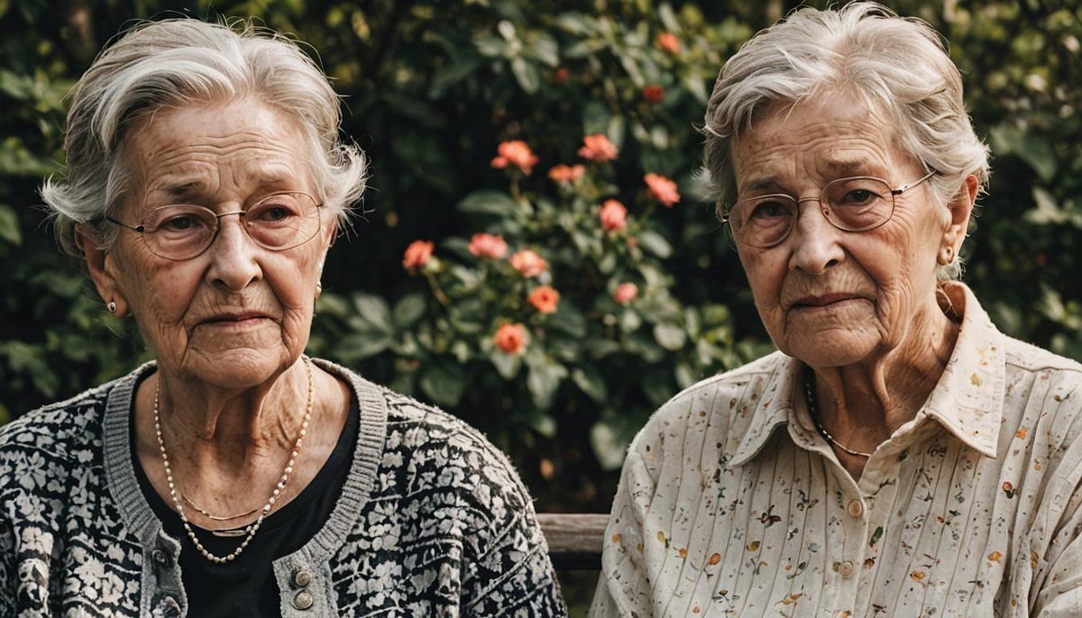 two elderly twin ladies