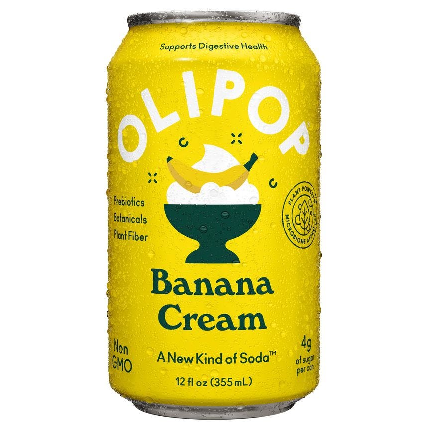 OLIPOP Banana Cream Prebiotic Soda, 12 FZ