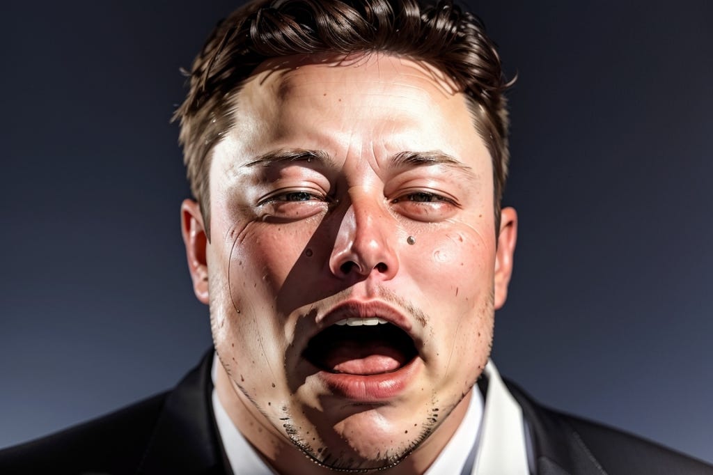 Caricatura de Elon Musk llorando tras el lanzamiento de Threads.
