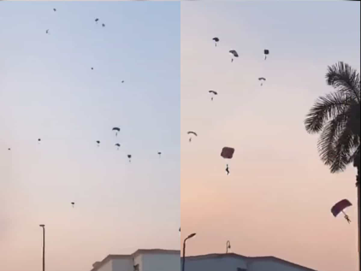 Watch Hamas fighters paraglide into Israel before attack