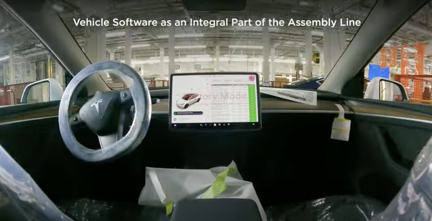 Tesla vehicle in Factory Mode
