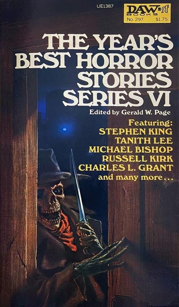 Book cover for THE YEAR'S BEST HORROR STORIES: SERIES VI edited by Gerald W. Page and published by DAW Books