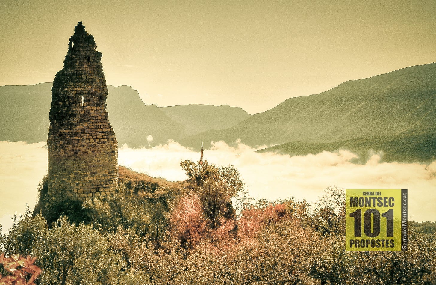 Torre de l’antic castell d'Estorm. Montsec d’Ares, Sant Esteve de la Sarga. Pallars Jussà. Lleida, Catalunya.