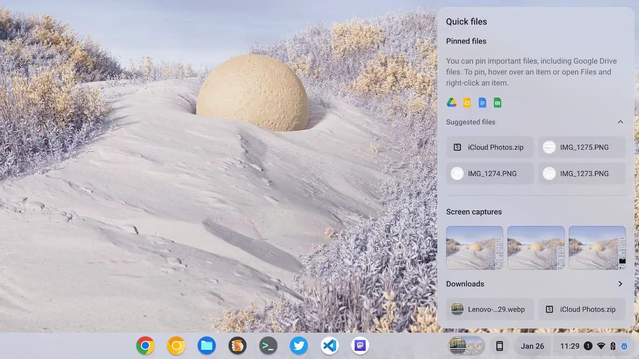 Change Chromebook Tote to Quick Files in ChromeOS
