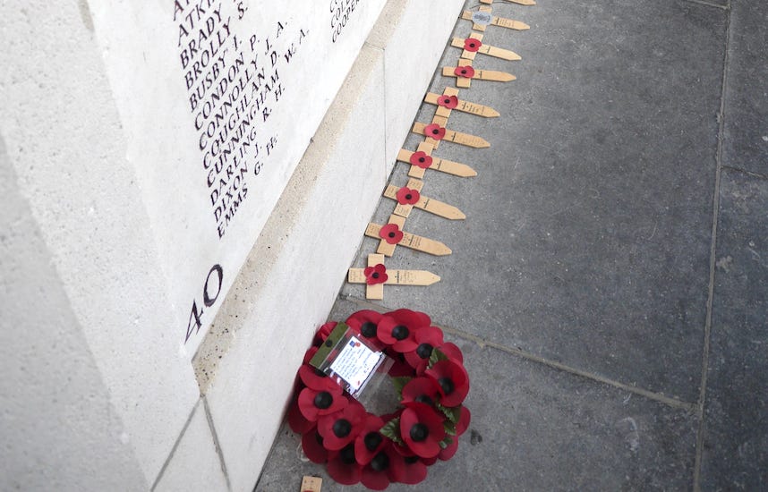Photo by Author — poppies at the Menin Gate, Ypres, Belgium