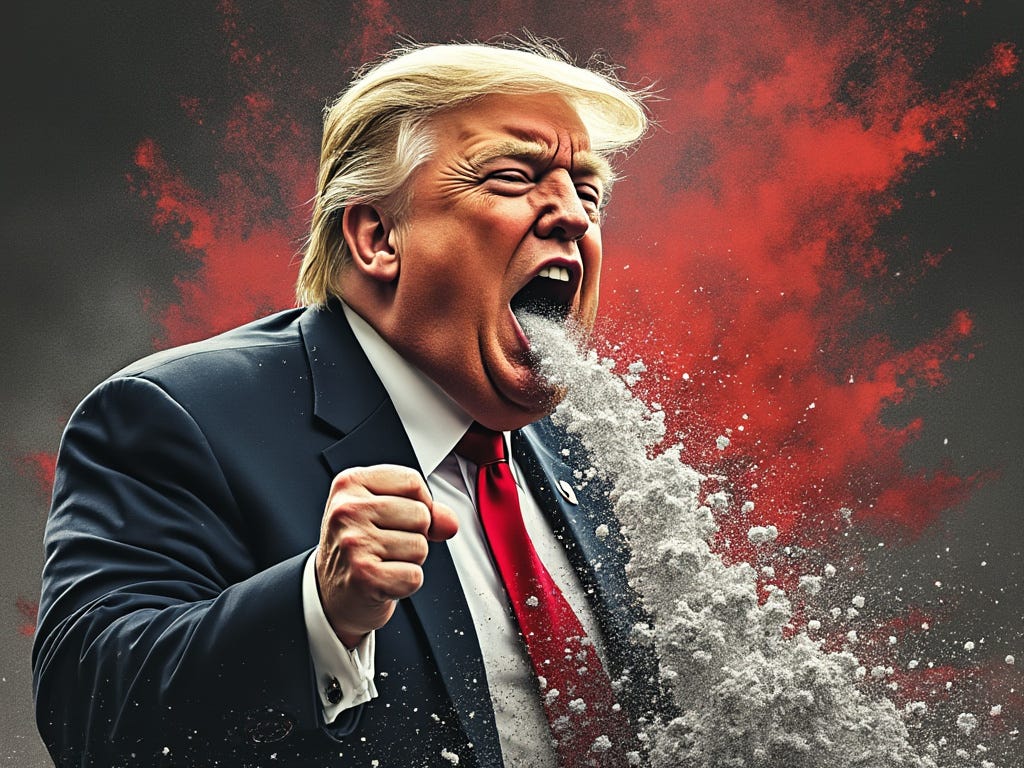 AI image of Trump throwing up