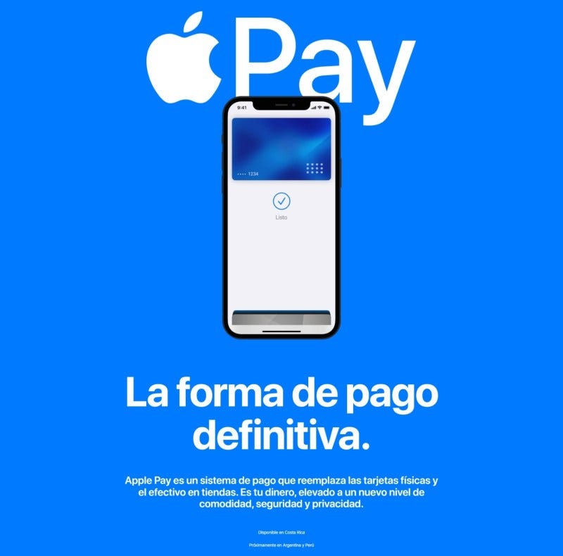 Apple Pay llegará pronto a Perú y Argentina, según aparece en su página web oficial.