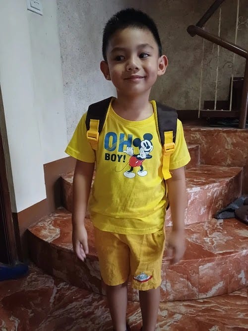 Rafa excited for his first day at school