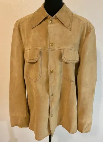 VINTAGE 1960s Lined Suede Jacket Size 42 Men’s Western Jacket by Wickfield - Picture 2 of 6